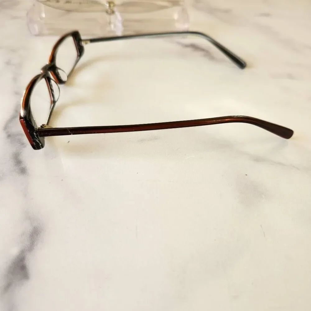 A.J. Morgan dark Amber Brown minimalist eyeglasses reading rectangular